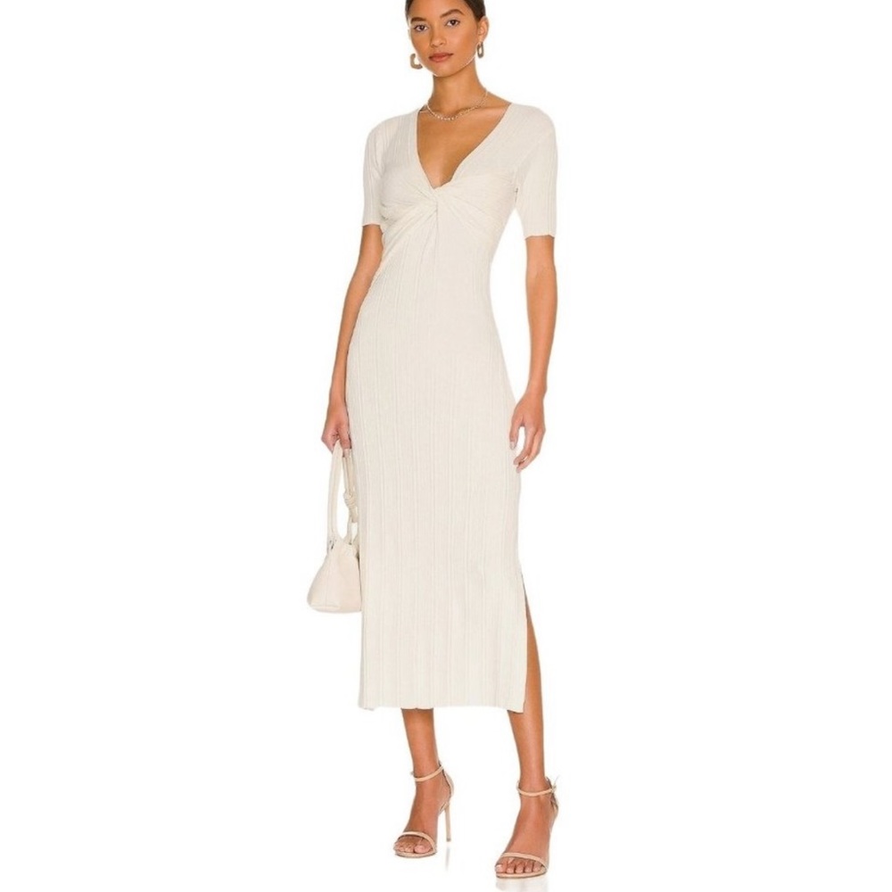 Frame layered wrap sweater dress